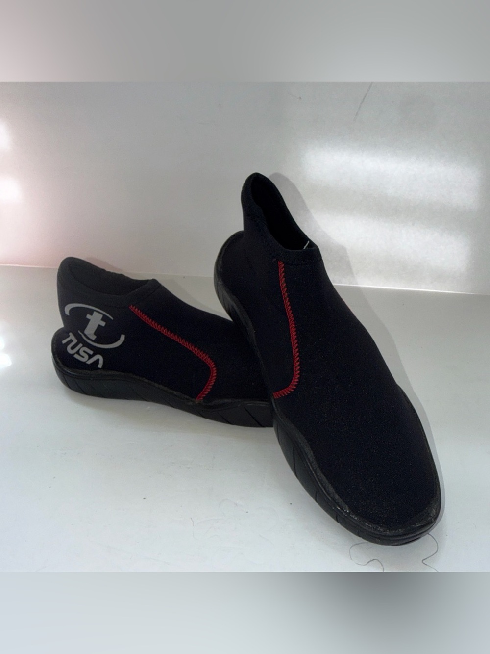 Tusa Men's Black Neoprene Water Shoes with Red Stitching - Picture 4 of 6
